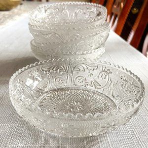 REDUCED! Antique Duncan Miller Sandwich Glass 5 small fruit bowls clear glass